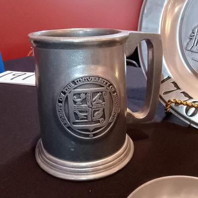 PEWTER PLATE AND MUG, STAINLESS STEEL CANDLE HOLDER & MICKEY MOUSE PRACTICE PUTTER