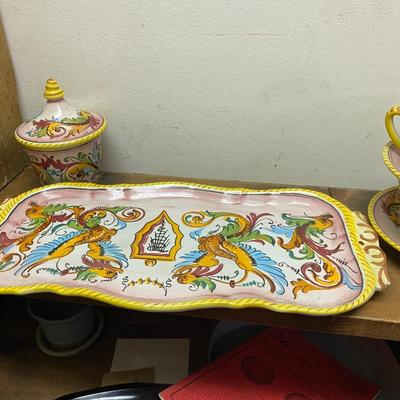 Porcelain Ceramic tea set on platter China,