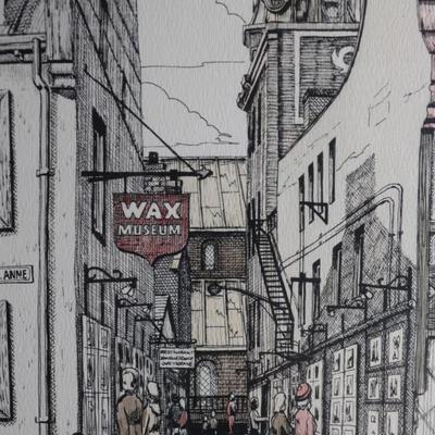 Two Framed Pen and Ink Drawing Prints Signed by Magher