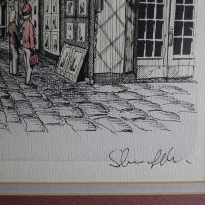 Two Framed Pen and Ink Drawing Prints Signed by Magher