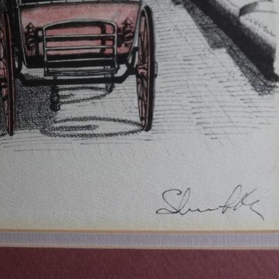 Two Framed Pen and Ink Drawing Prints Signed by Magher