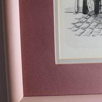 Two Framed Pen and Ink Drawing Prints Signed by Magher