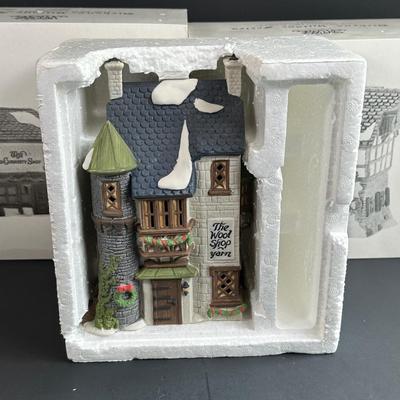 LOT 2K: Department 56 Heritage Village Collection Dickens Village Series - The Wool Shop, The Mermaid Fish Shoppe & The Old Curiosity...