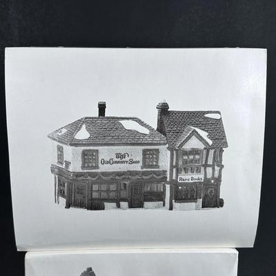 LOT 2K: Department 56 Heritage Village Collection Dickens Village Series - The Wool Shop, The Mermaid Fish Shoppe & The Old Curiosity...