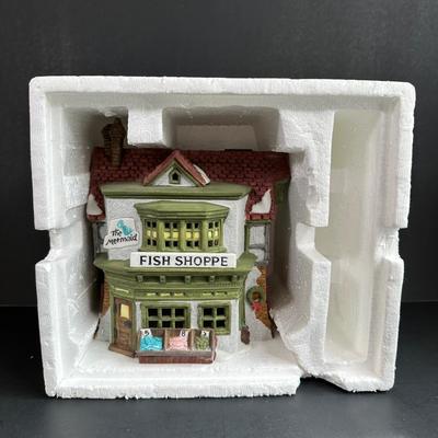 LOT 2K: Department 56 Heritage Village Collection Dickens Village Series - The Wool Shop, The Mermaid Fish Shoppe & The Old Curiosity...
