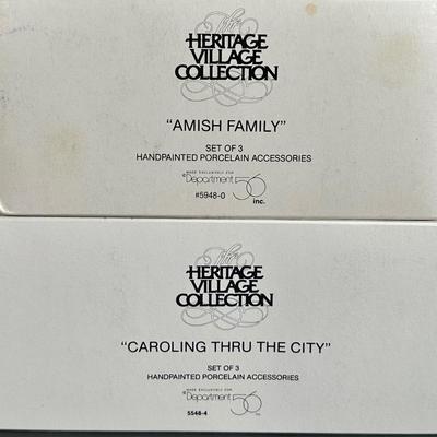 LOT 4K: Department 56 Heritage Village Collection Accessories - Amish Family, City People, Come Into The Inn & More