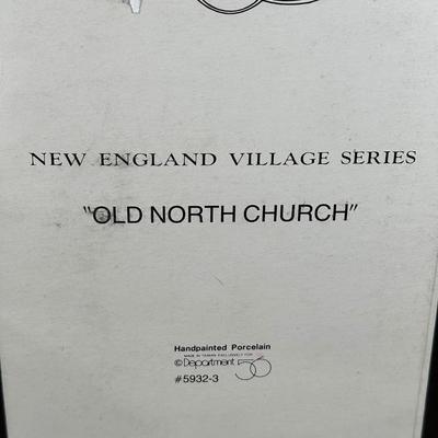 LOT 7K: Department 56 Heritage Village Collection New England Village Series - Old North Church, Ben’s Barber Shop, Otis Hayes Butcher...