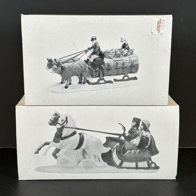 LOT 8K: Department 56 Heritage Village Collection - Amish Buggy, OX Sled, Holiday Coach & More