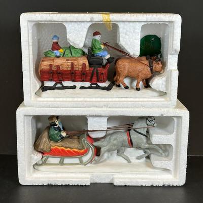 LOT 8K: Department 56 Heritage Village Collection - Amish Buggy, OX Sled, Holiday Coach & More