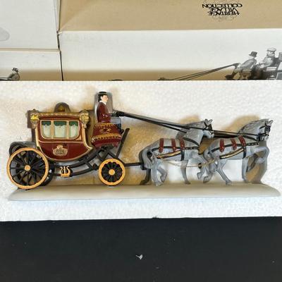 LOT 8K: Department 56 Heritage Village Collection - Amish Buggy, OX Sled, Holiday Coach & More