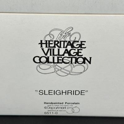LOT 8K: Department 56 Heritage Village Collection - Amish Buggy, OX Sled, Holiday Coach & More
