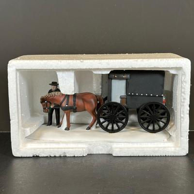 LOT 8K: Department 56 Heritage Village Collection - Amish Buggy, OX Sled, Holiday Coach & More