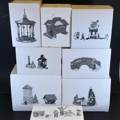 LOT 9K: Department 56 Heritage Village Collection - Red Covered Bridge, Harvest Time, Skating Pond & More