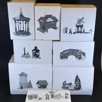 LOT 9K: Department 56 Heritage Village Collection - Red Covered Bridge, Harvest Time, Skating Pond & More