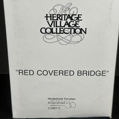 LOT 9K: Department 56 Heritage Village Collection - Red Covered Bridge, Harvest Time, Skating Pond & More