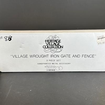 LOT 10K: Department 56 Heritage Village Collection Village Wrought Iron Gate & Fence & More Accessories