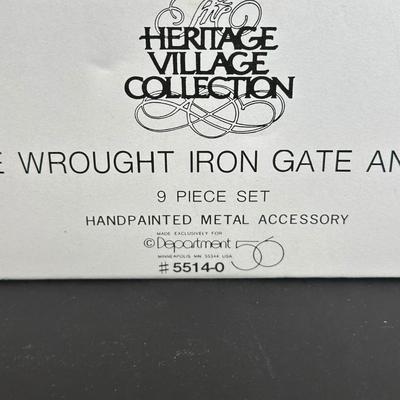 LOT 10K: Department 56 Heritage Village Collection Village Wrought Iron Gate & Fence & More Accessories