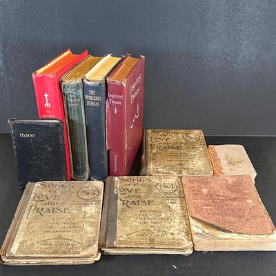LOT 20K: Antique & Vintage Book Collection - The Methodist Hymal, Songs Of Love & Praise & More
