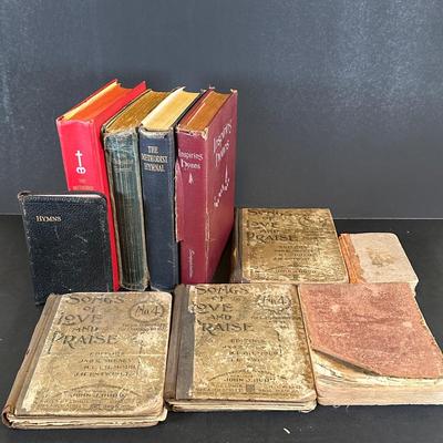 LOT 20K: Antique & Vintage Book Collection - The Methodist Hymal, Songs Of Love & Praise & More