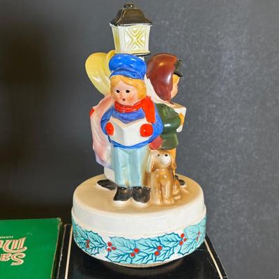 LOT 23K: Vintage Musical Christmas Decorations/Music Box