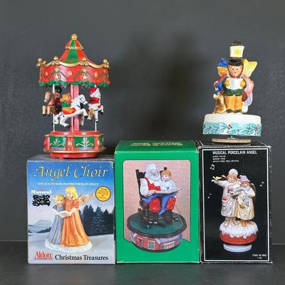 LOT 23K: Vintage Musical Christmas Decorations/Music Box