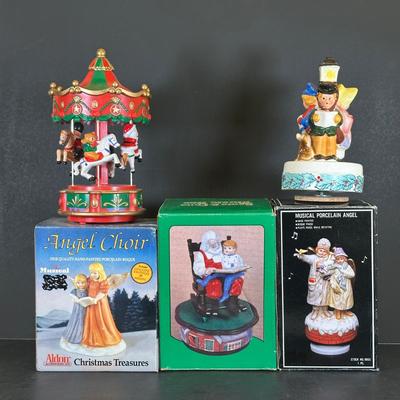 LOT 23K: Vintage Musical Christmas Decorations/Music Box