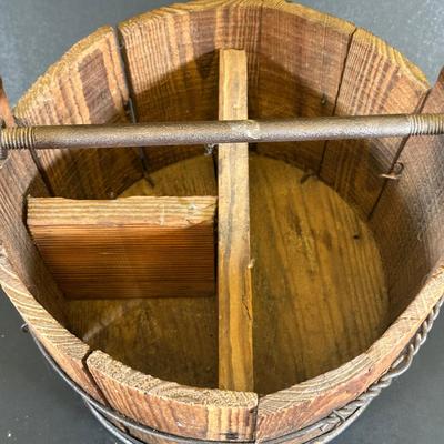 LOT 25K: Vintage Wooden Tool Bucket & Vintage Hand Planes