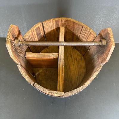 LOT 25K: Vintage Wooden Tool Bucket & Vintage Hand Planes