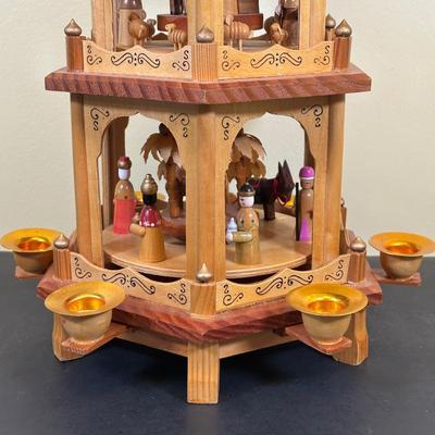 LOT 29K Vintage Wooden German Christmas Pyramid w/ Box