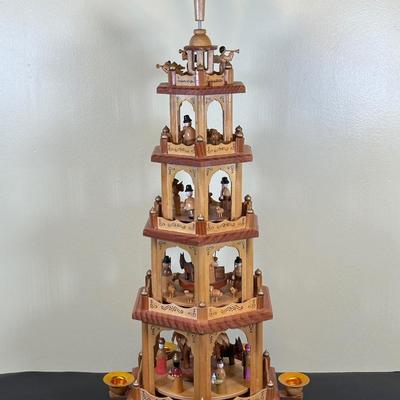 LOT 29K Vintage Wooden German Christmas Pyramid w/ Box