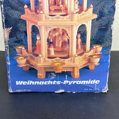 LOT 29K Vintage Wooden German Christmas Pyramid w/ Box