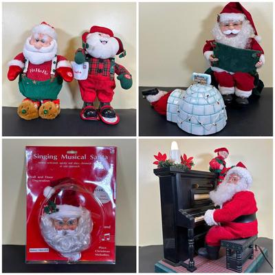LOT 32K: Vintage Holiday Creations Sing Along With Santa & More Animated Santa Clause Christmas Decorations