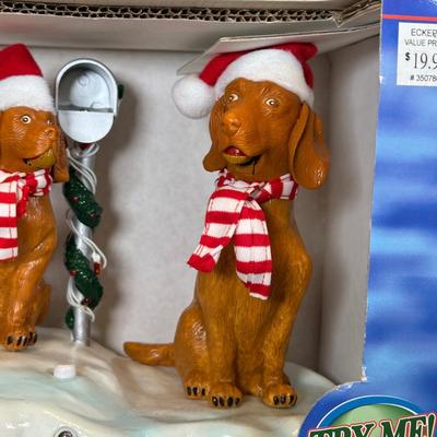 LOT 34K: Animated Singing Dog Trio, Very Merry Mice & Winter Village Ski Slope & Skating Pond