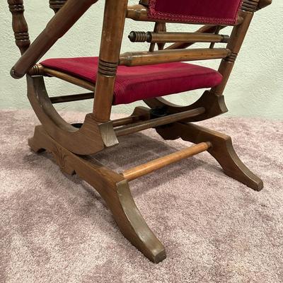 LOT 50X: Two Antique Red Victorian Platform Rocking Chairs