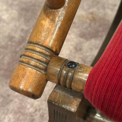 LOT 50X: Two Antique Red Victorian Platform Rocking Chairs
