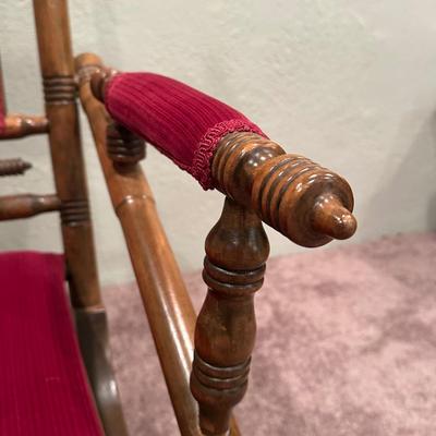 LOT 50X: Two Antique Red Victorian Platform Rocking Chairs
