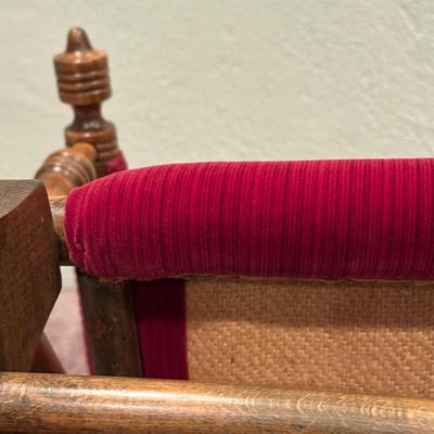 LOT 50X: Two Antique Red Victorian Platform Rocking Chairs