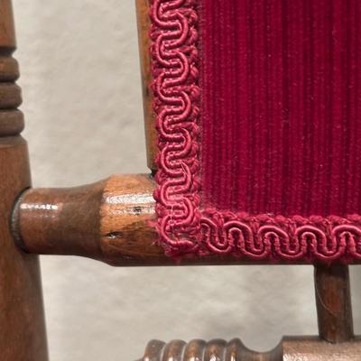 LOT 50X: Two Antique Red Victorian Platform Rocking Chairs