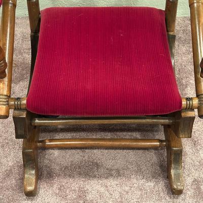 LOT 50X: Two Antique Red Victorian Platform Rocking Chairs