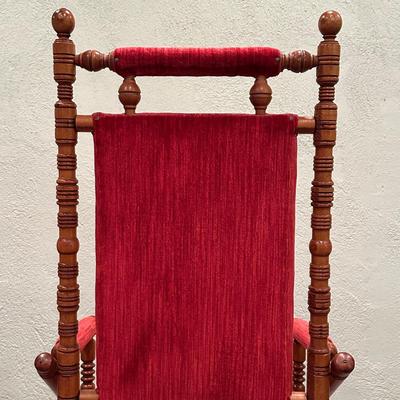 LOT 50X: Two Antique Red Victorian Platform Rocking Chairs