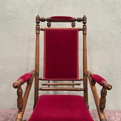 LOT 50X: Two Antique Red Victorian Platform Rocking Chairs