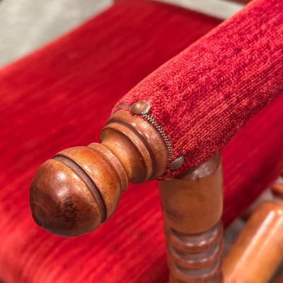 LOT 50X: Two Antique Red Victorian Platform Rocking Chairs