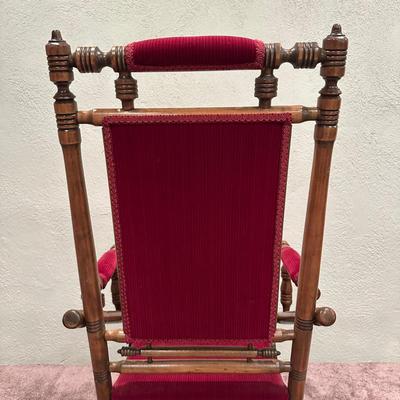 LOT 50X: Two Antique Red Victorian Platform Rocking Chairs