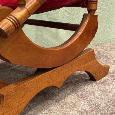 LOT 50X: Two Antique Red Victorian Platform Rocking Chairs