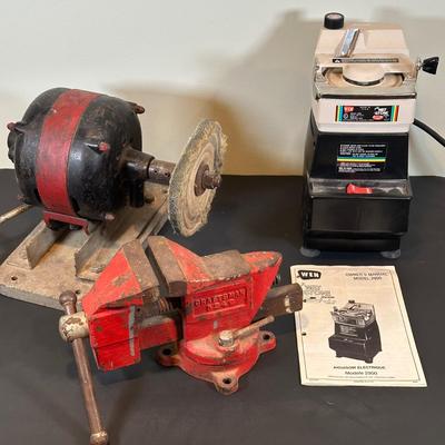 LOT 59X: Craftsman Bench Vise, Wen Wet Stone 2900 & More
