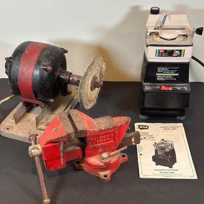 LOT 59X: Craftsman Bench Vise, Wen Wet Stone 2900 & More