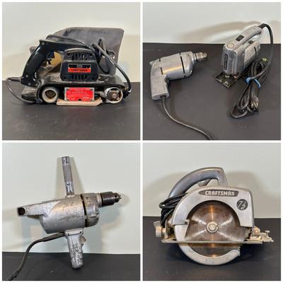 LOT 62B: Vintage Craftsman Power Tools - Electric Drill, Sabre Saw, Circular Saw & More