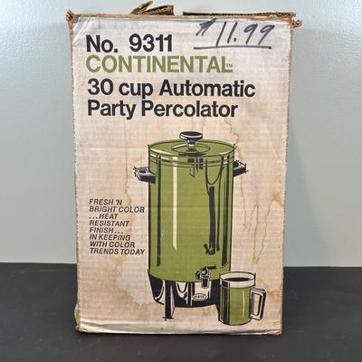 LOT 63B: Kitchen Appliances- West Bend Continental Automatic Party Percolator, Chocolate Fondue Fountain & More