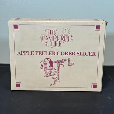 LOT 64B: The Pampered Chef Apple Peeler, Stand & Ice Shaver w/ Box