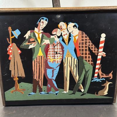 LOT 67B: Vintage Hand Painted Magazine Holder & Serving Trays